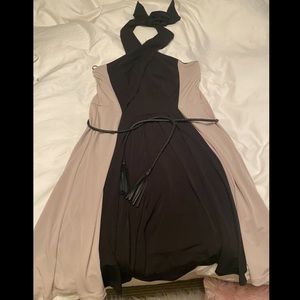 Vince Camuto cross neck halter dress